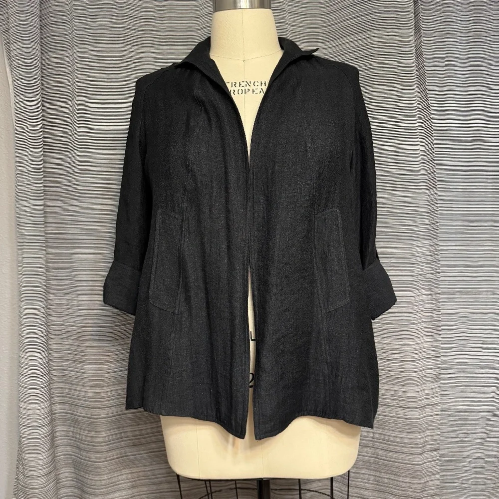 Norm Thompson Vintage Women’s Black Roll Sleeve Utility Blazer Plus Size 1X - Picture 1 of 8